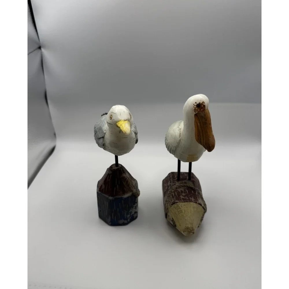 Russ Berrie Vintage Ocean Point Lot‎ Of 2 Bird Candles Wax  Beach *paint Wear*